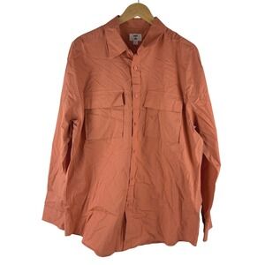 Mode Of One Mens Sunbaked Clay Orange Button Up Utility Shirt Large 100194392MN